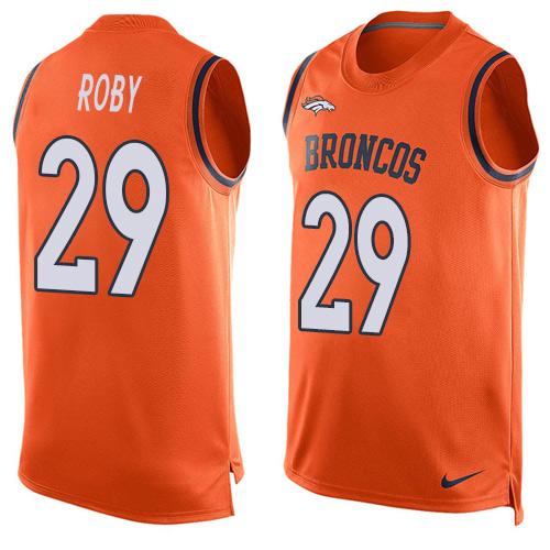Nike Broncos #29 Bradley Roby Orange Team Color Men's Stitched NFL Limited Tank Top Jersey - Click Image to Close